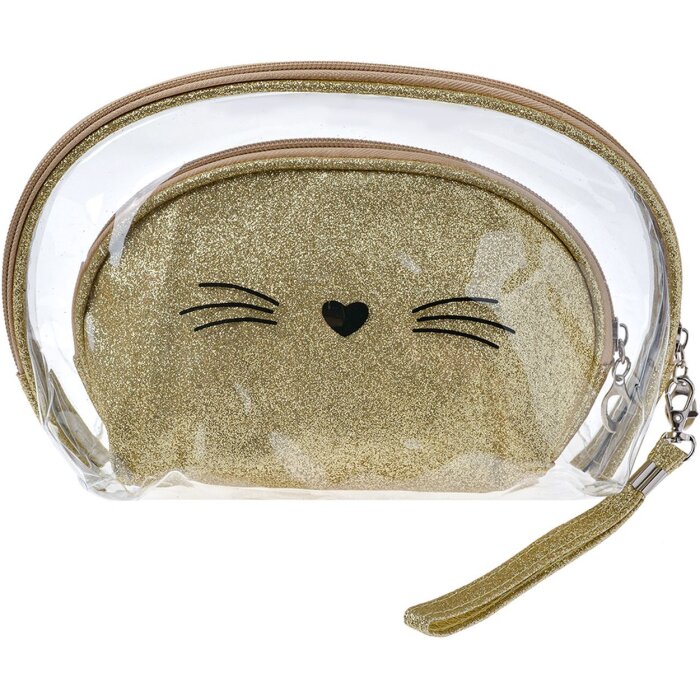 Set de geți cosmetice Juleeze JZSET0002GO, aurie, 2 buc, 24x15 și 19x12 cm