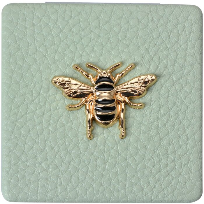 Oglindă de mână Juleeze verde 6x6 cm cu cadru plastic și albină