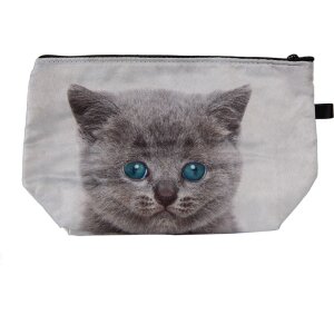 Juleeze JZTB0048 Kulturtasche Grau 22x13x18 cm Katzenmotiv