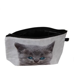 Juleeze JZTB0048 Kulturtasche Grau 22x13x18 cm Katzenmotiv
