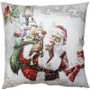Clayre & Eef KT021.319 Kissenhülle Weiß Rot 45x45 cm Weihnachtsmann