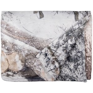 Plaid Clayre & Eef KT060.143 cu cerb în scenă de iarnă, 130x170 cm – alb și maro