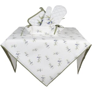 Clayre & Eef OLF15 Tischdecke Beige Grün 150x150 cm