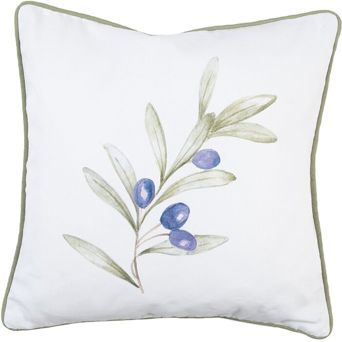 Pernă decorativă Clayre & Eef OLF21, bej-verde, 40x40 cm, stil rural