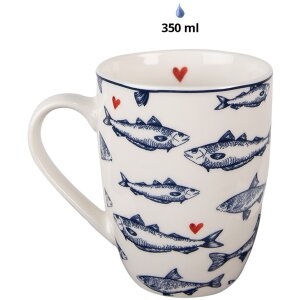 Clayre & Eef SSFMU Becher Weiß Blau 350 ml