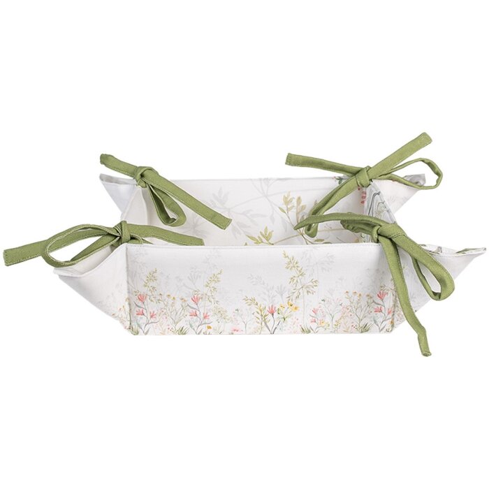 Clayre & Eef WFF47 Brotkorb Weiß Botanisch 35x35x8 cm Baumwolle