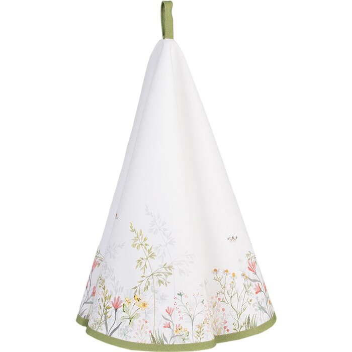 Prosopătă Clayre & Eef alb-verde, Ø 80 cm, 100% bumbac