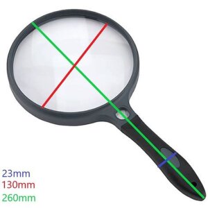 Lupa de mână Carson cu maner din guma, amplificare 2x, lentilă 130 mm