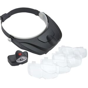 Carson MagniVisor Deluxe PRO LED Kopflupe mit 4 Linsen...