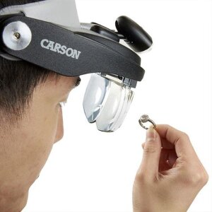 Lupă de cap Carson MagniVisor Deluxe PRO LED neagră – 4 lentile, iluminare LED