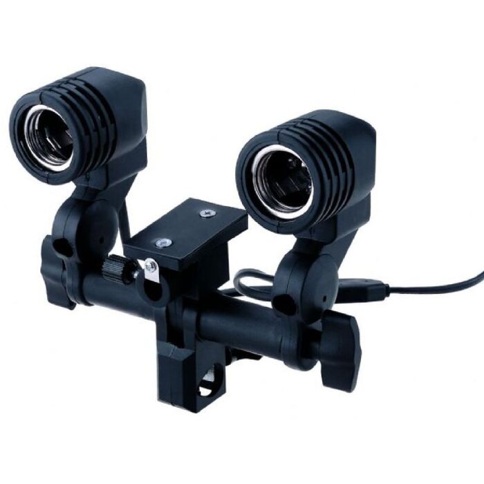 StudioKing Universelle E27 Lampenhalterung mit 2 Fassungen DLE27D