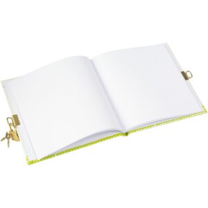 Agendă Goldbuch Pavo – cu imprimeu artistic și relief aurit, 96 pagini albă, mecanism de închidere, 16,5 x 16,5 cm