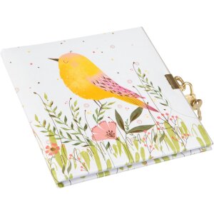 Agendă Goldbuch Pavo – cu imprimeu artistic și relief aurit, 96 pagini albă, mecanism de închidere, 16,5 x 16,5 cm