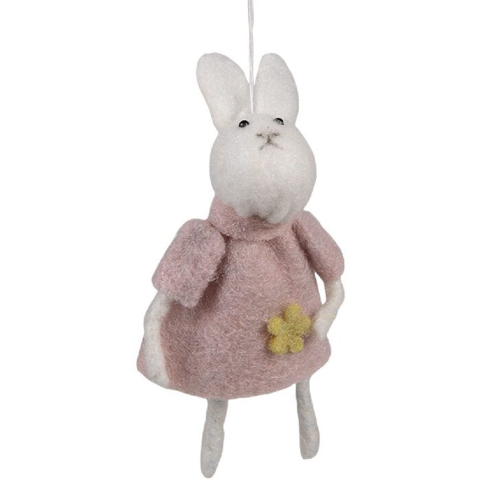 Dekorativă cu motiv de iepure roz, stil rustic, 6x3x13 cm, Clayre & Eef
