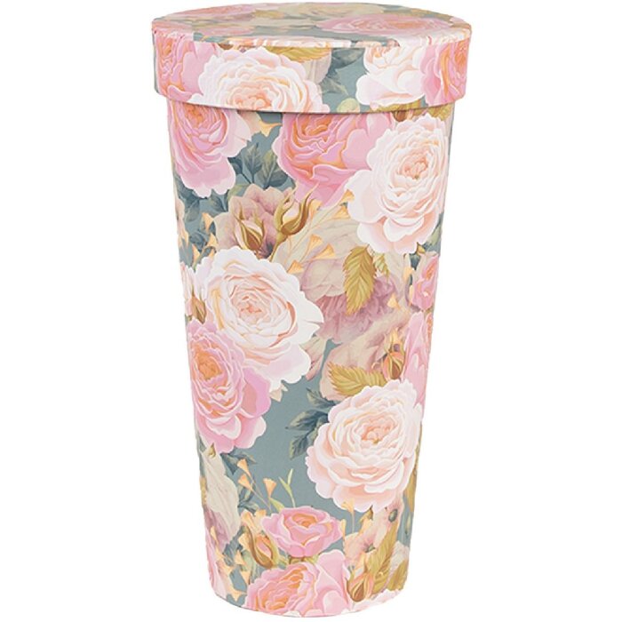 Boxă de depozitare Clayre & Eef, stil landhouse, roșu-verde, Ø 9x18 cm