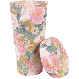 Boxă de depozitare Clayre & Eef, stil landhouse, roșu-verde, Ø 9x18 cm