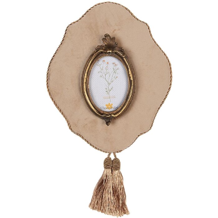 Clayre & Eef 2F1085 Fotorahmen 19x3x22 cm 6x9 cm Beige Goldfarbig
