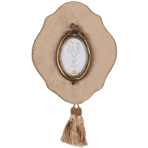 Clayre & Eef 2F1085 Fotorahmen 19x3x22 cm 6x9 cm Beige Goldfarbig