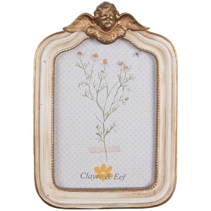 Clayre & Eef 2F1091 Fotorahmen 14x3x20 cm 10x15 cm Beige Goldfarbig
