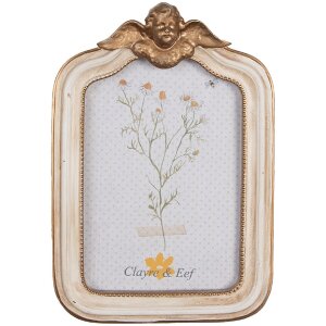 Clayre & Eef 2F1091 Fotorahmen 14x3x20 cm 10x15 cm Beige Goldfarbig