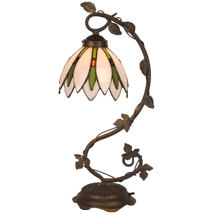 LumiLamp 5LL-6355 Lampă de masă Tiffany Ø 18x53 cm E14/max 1x25W Alb Verde