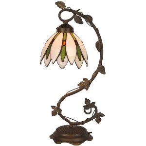 LumiLamp 5LL-6355 Lampă de masă Tiffany Ø 18x53 cm E14/max 1x25W Alb Verde