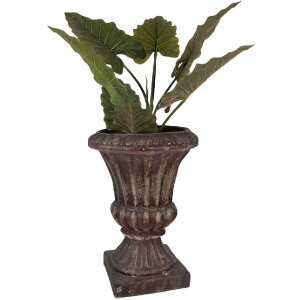 Vază decorativă cu plante Clayre & Eef, 40x40x52 cm, maro, stil baroc