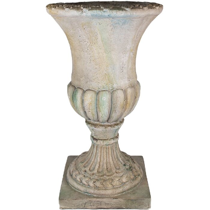 Vază de flori Clayre & Eef verde-bej 44x44x75 cm, stil baroc, antic, rezistentă la intemperii