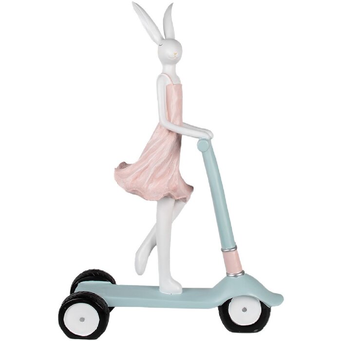 Clayre & Eef 5PR0133 Deko-Kaninchen 42x16x62 cm Weiß Rosa