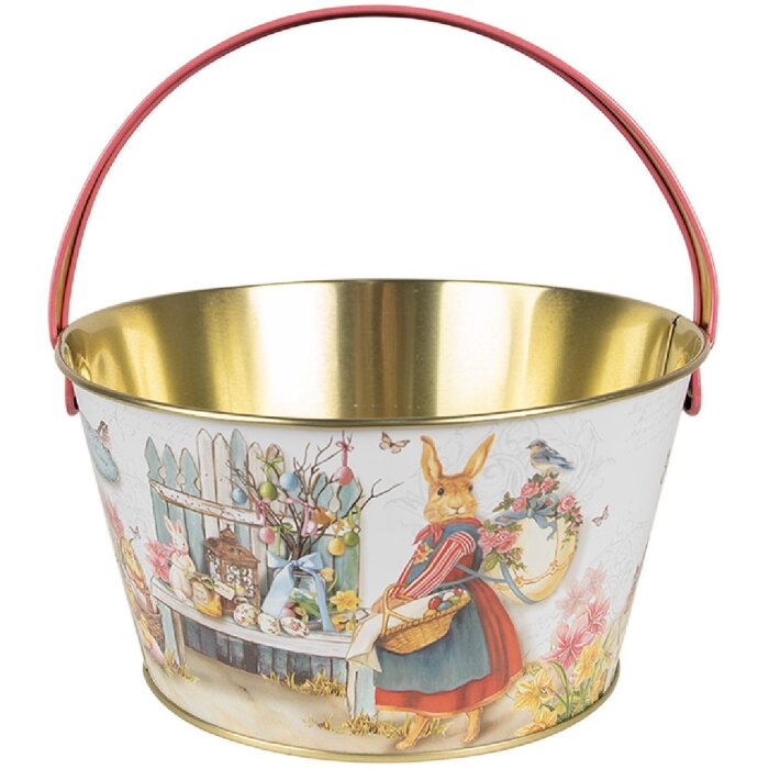 Coș de depozitare Clayre & Eef, alb, albastru, roșu, Ø 19x10 cm