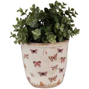 Clayre & Eef 6CE1661M Dekoration Blumentopf Beige Rosa 15x14 cm