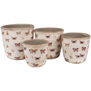 Clayre & Eef 6CE1661S Dekoration Blumentopf Beige Rosa Ø 13x12 cm