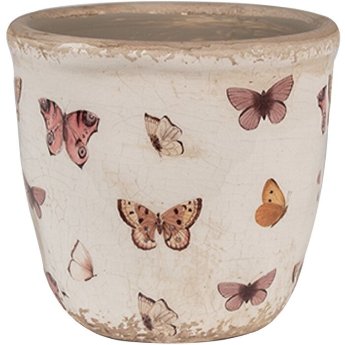 Clayre & Eef 6CE1661XS Dekoration Blumentopf Beige Rosa Ø 11x10 cm