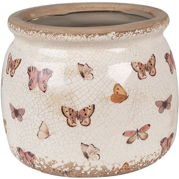 Vază de flori Clayre & Eef Ø 16x13 cm Beige Rosa