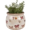 Vază ceramică decorativă cu fluture, bej roz, Ø 12x10 cm
