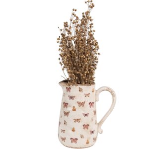 Crug decorativ Clayre & Eef, design vintage cu fluture, bej roz 21x15x23 cm