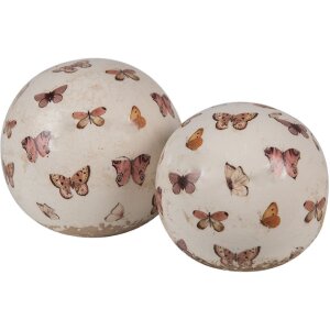 Clayre & Eef 6CE1666M Dekoration Kugel Beige Rosa Ø 10x10 cm