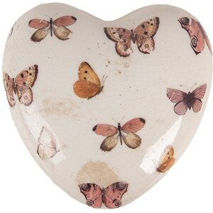 Clayre & Eef 6CE1668L Dekoration Herz Beige Rosa...