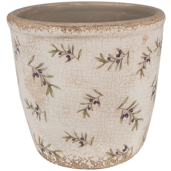 Clayre & Eef 6CE1669M Blumentopf Beige Blau Ø 14x13 cm Landhausstil