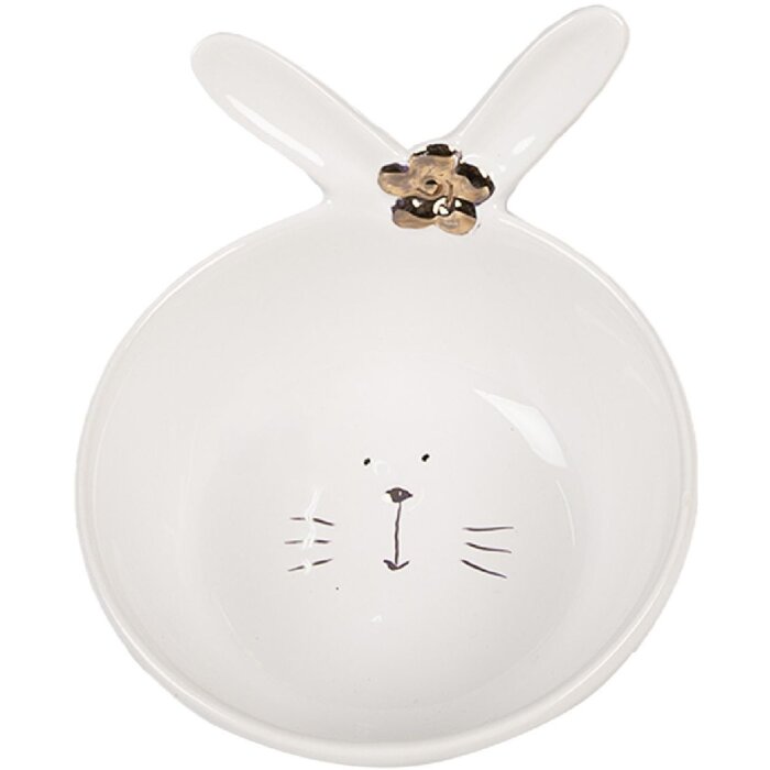 Bolă ceramică Clayre & Eef 6CE1675 albă 13x11x8 cm cu urechi de iepure