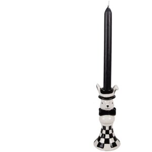 Clayre & Eef 6CE1690 Kerzenständer Weiß Silberfarbig 7x17 cm