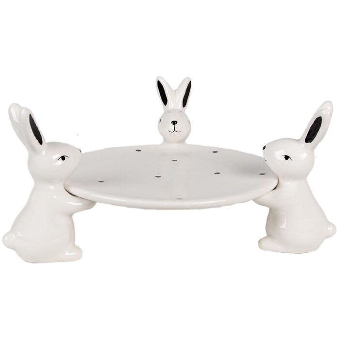 Clayre & Eef 6CE1692 Schale 24x23x12 cm Weiß Schwarz