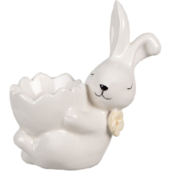 Clayre & Eef 6CE1700 Eierbecher Hase Weiß 10x6x11 cm Landhausstil