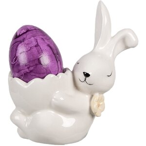 Clayre & Eef 6CE1700 Eierbecher Hase Weiß 10x6x11 cm Landhausstil