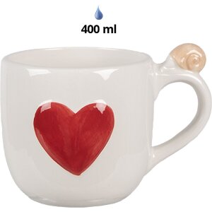 Clayre & Eef 6CE1702 Becher 14x10x9 cm Weiß Rot...