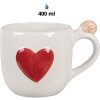 Clayre & Eef 6CE1702 Becher 14x10x9 cm Weiß Rot 400 ml