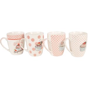 Set de 4 pahare Clayre & Eef, roz, stil retro, 300 ml