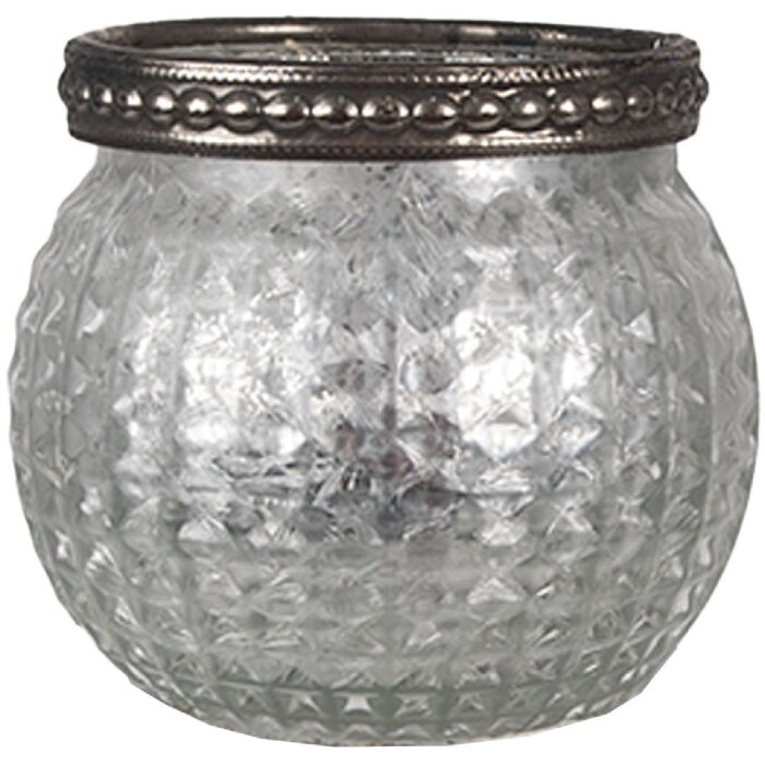 Clayre & Eef 6GL4377 Suport lumânări argint Ø 7x6 cm