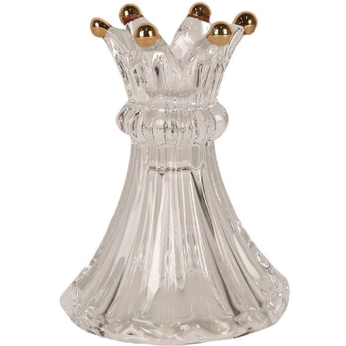 Stâlp pentru lumânări Clayre & Eef Krone Transparent Ø 8x10 cm