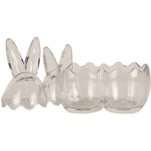 Sticlă de stocare Clayre & Eef cu capac, transparentă 14x8x17 cm, cu ursuleț romantic